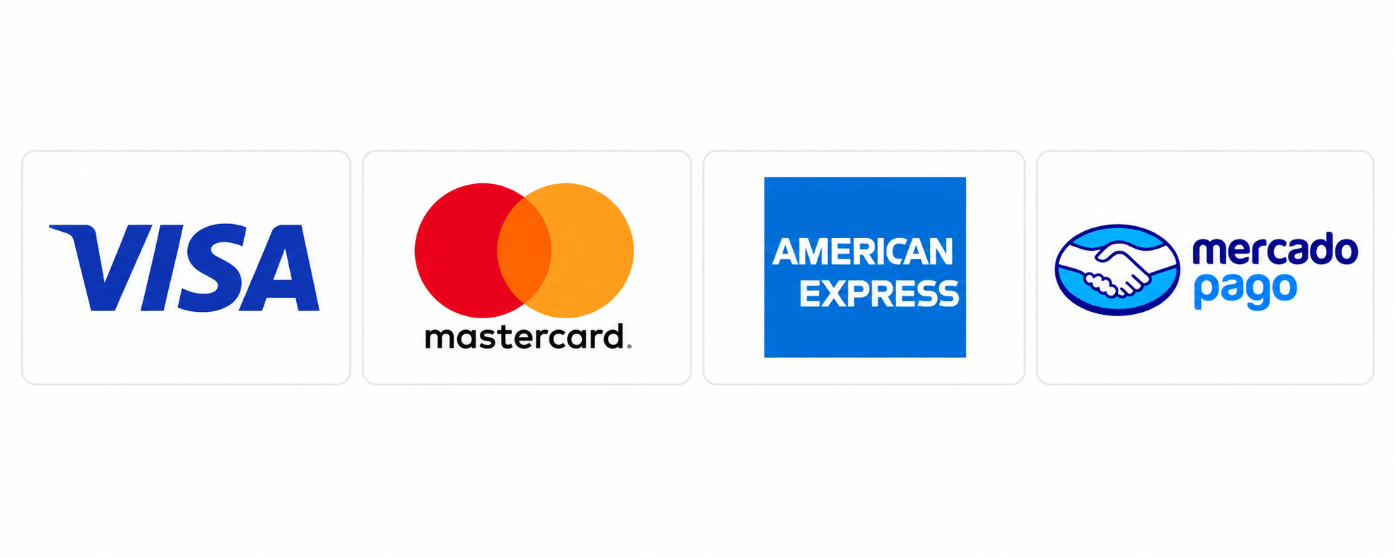 Visa, Mastercard, American Express y Mercado Pago